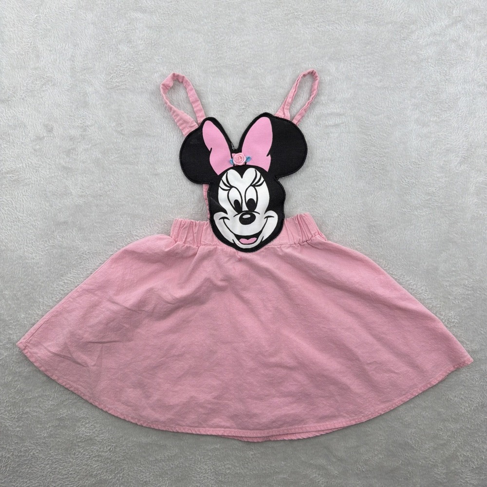 VTG Pink Disney Minnie Mouse Dress‎ Girls Youth 6 USA 80s 90s Micky And Friends